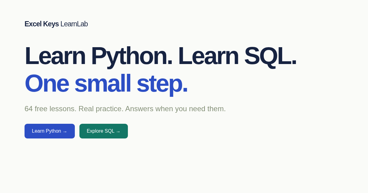 Free Python Course with Practice & Certificate | Excel Keys