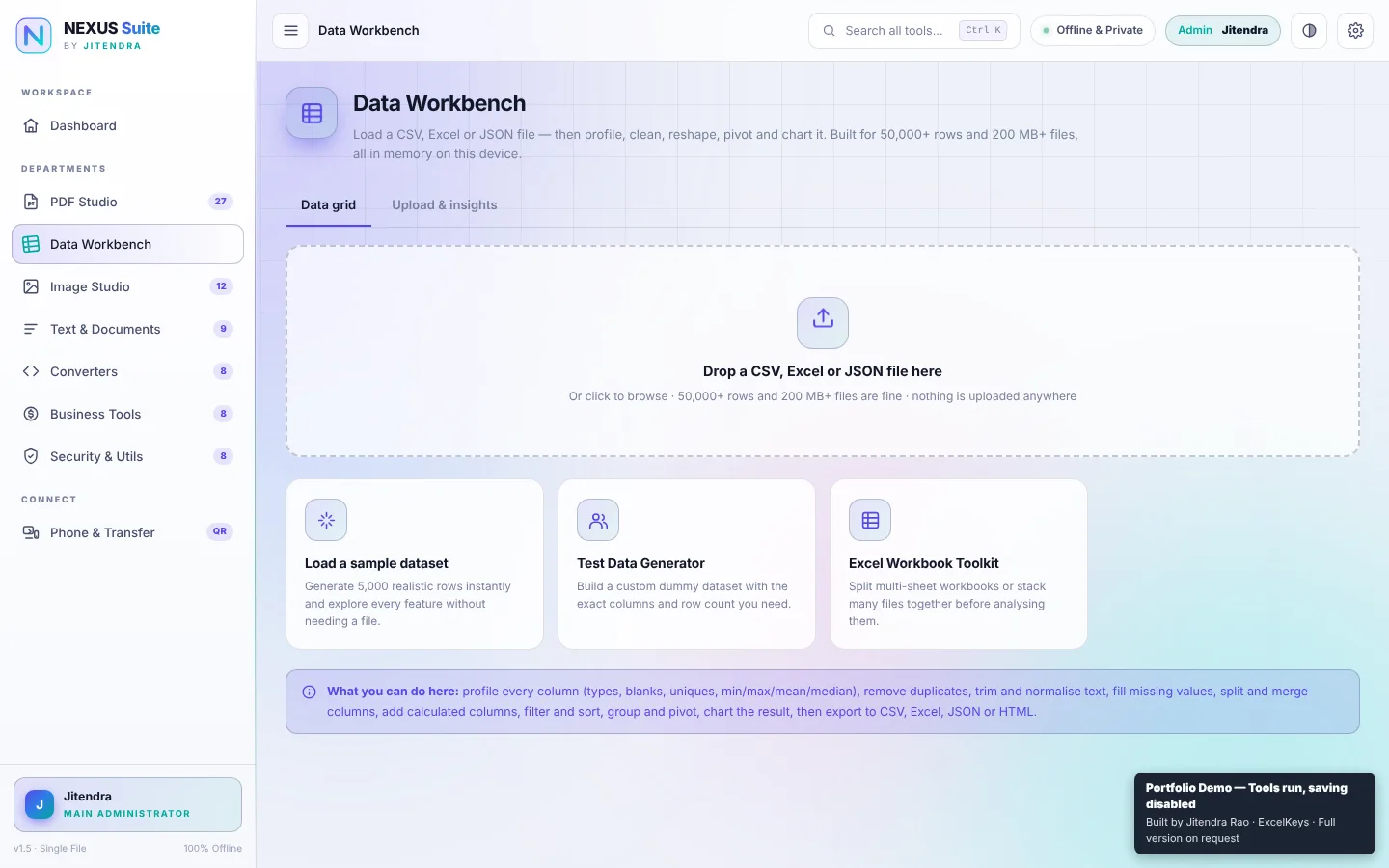 Data Workbench inside NEXUS Office Suite